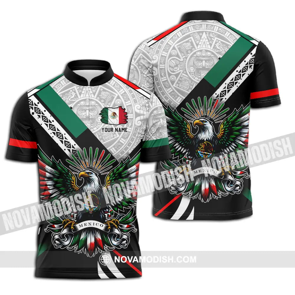 Unisex Shirt - Custom Text Shirt Mexico Aztec Classic Shirt Zipper Polo Shirt / S T-shirt