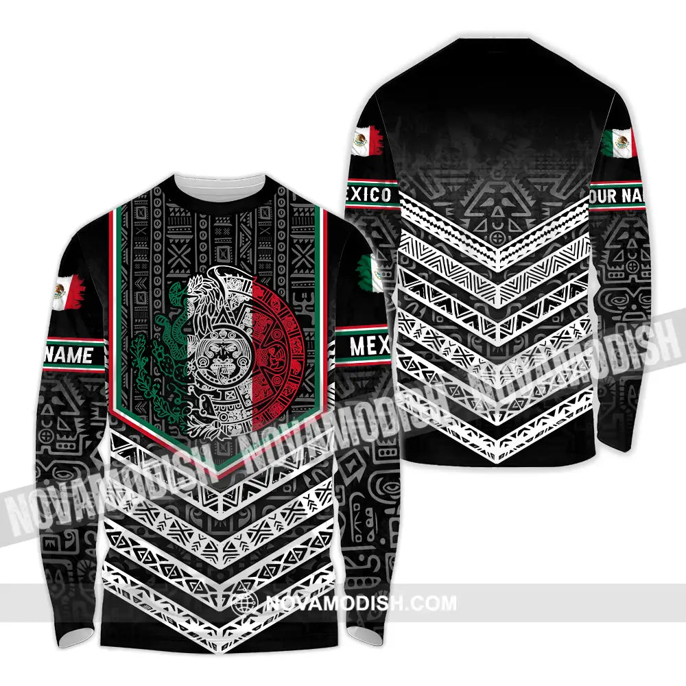 Unisex Shirt - Custom Text Shirt Mexico Aztec Shirt Long Sleeve Shirt / S T-shirt