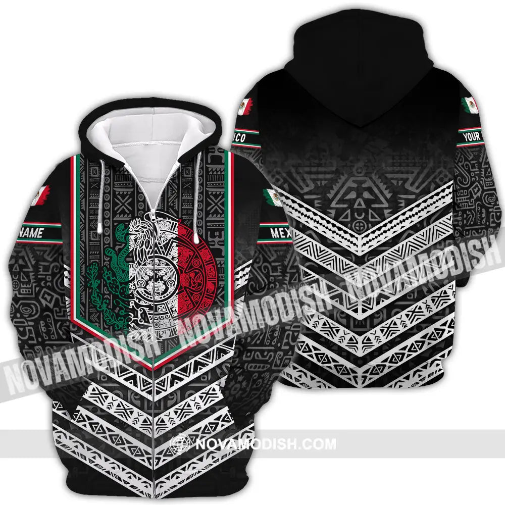 Unisex Shirt - Custom Text Shirt Mexico Aztec Shirt Zipper Hoodie / S T-shirt