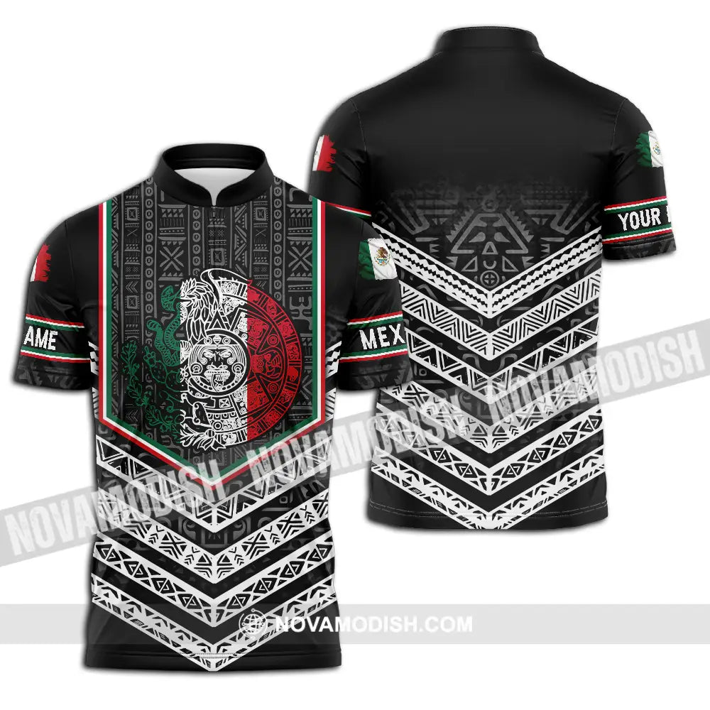 Unisex Shirt - Custom Text Shirt Mexico Aztec Shirt Zipper Polo Shirt / S T-shirt