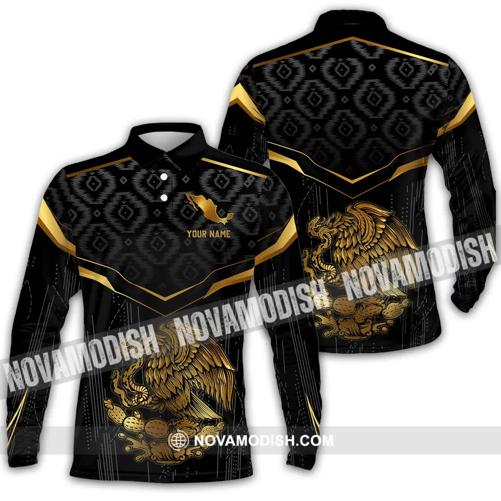 Unisex Shirt - Custom Text Shirt Mexico Fire Graphic Classic Shirt Long Sleeve Polo / S T-shirt
