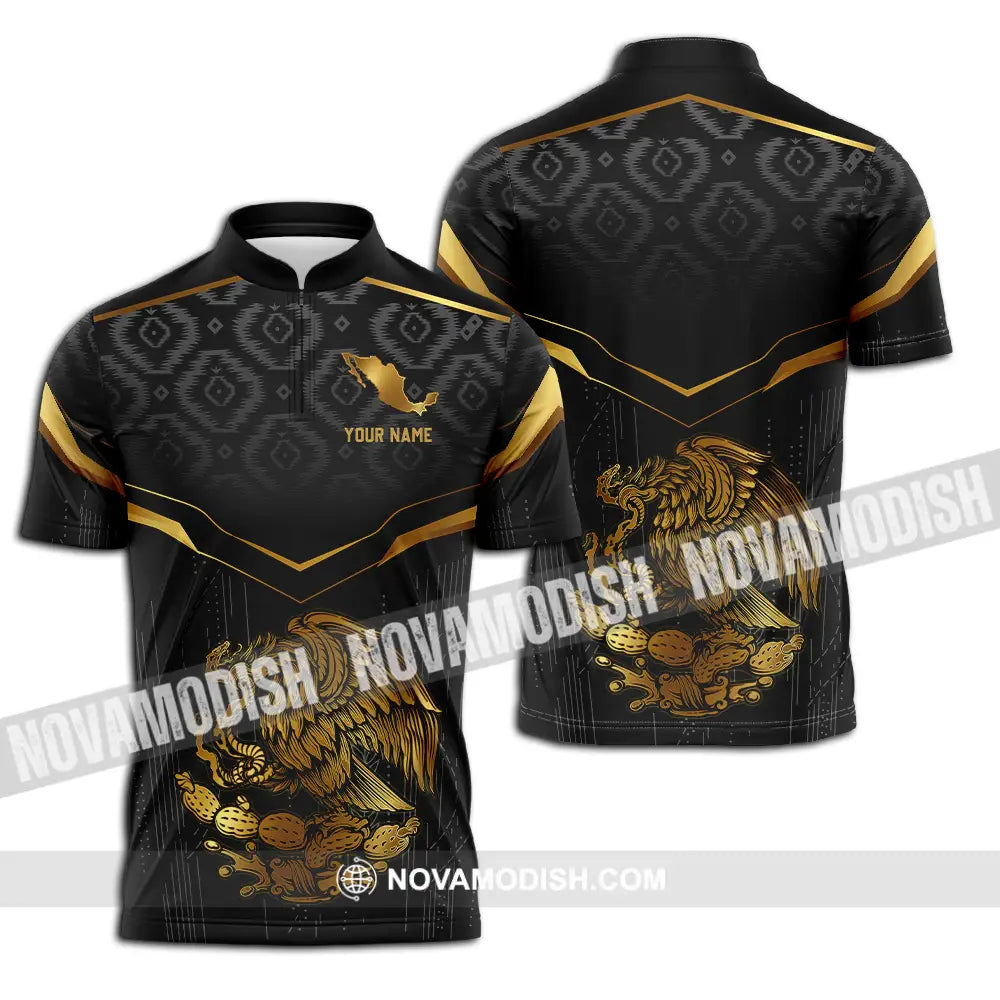 Unisex Shirt - Custom Text Shirt Mexico Fire Graphic Classic Shirt Zipper Polo Shirt / S T-shirt