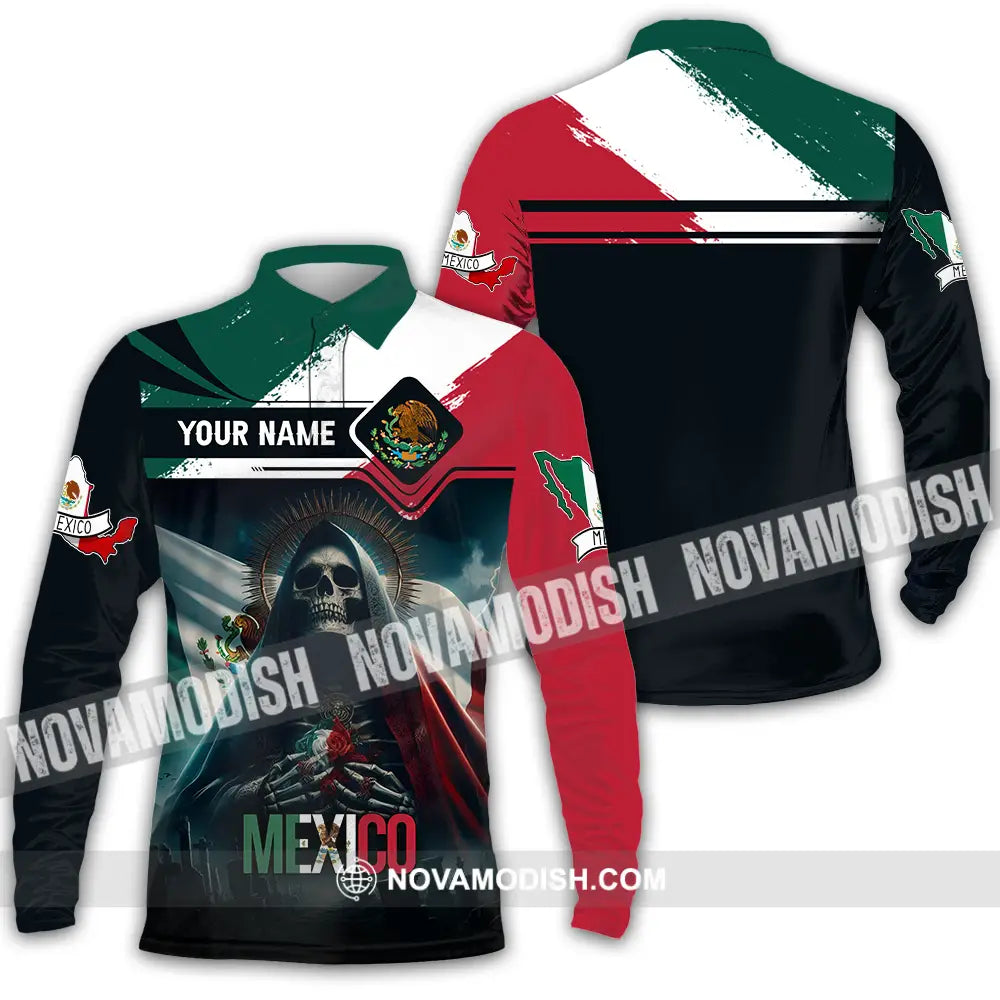 Unisex Shirt - Custom Text Shirt Mexico Shirt Long Sleeve Polo / S T-shirt
