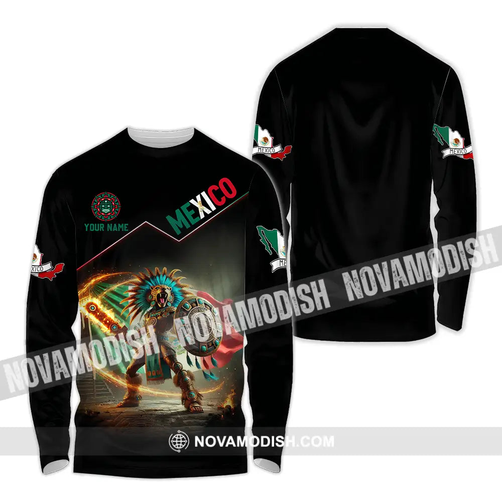 Unisex Shirt - Custom Text Mexico Long Sleeve / S T-Shirt