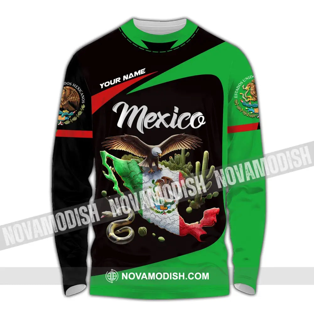 Unisex Shirt - Custom Text Mexico Long Sleeve / S T-Shirt