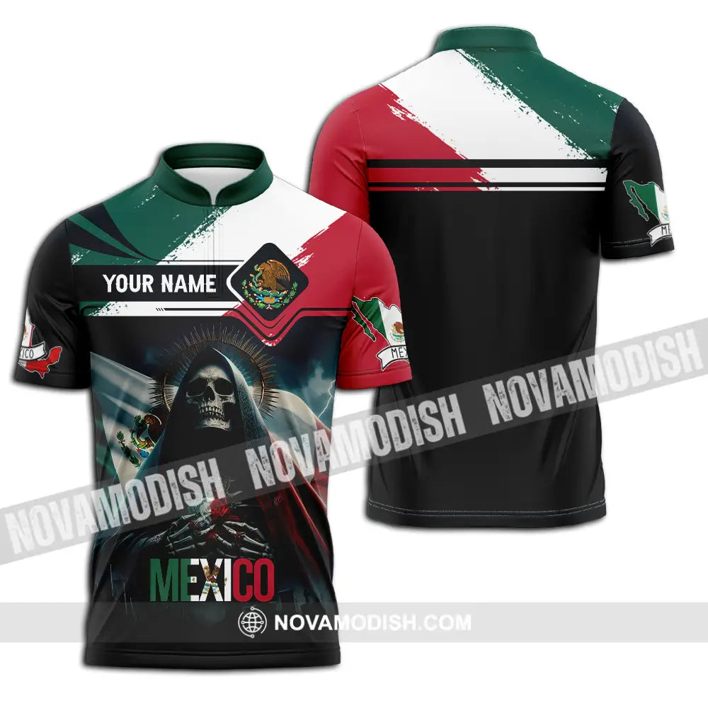 Unisex Shirt - Custom Text Shirt Mexico Shirt Zipper Polo Shirt / S T-shirt