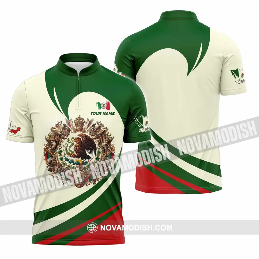 Unisex Shirt - Custom Text Shirt Mexico Shirt Zipper Polo Shirt / S T-shirt