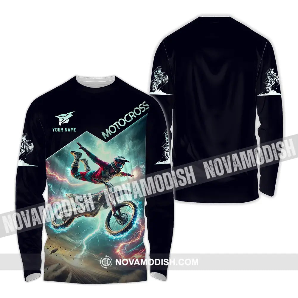 Unisex Shirt - Custom Text Motocross Long Sleeve / S T-Shirt