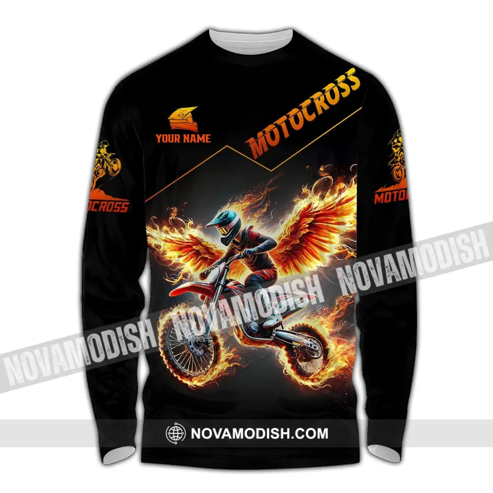 Unisex Shirt - Custom Text Motocross Long Sleeve / S T-Shirt