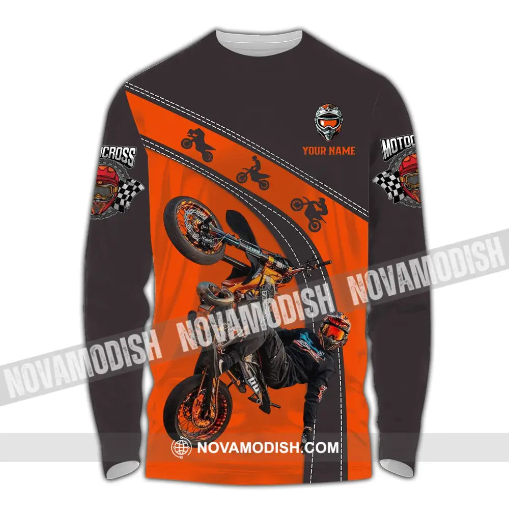 Unisex Shirt - Custom Text Motocross Long Sleeve / S T-Shirt