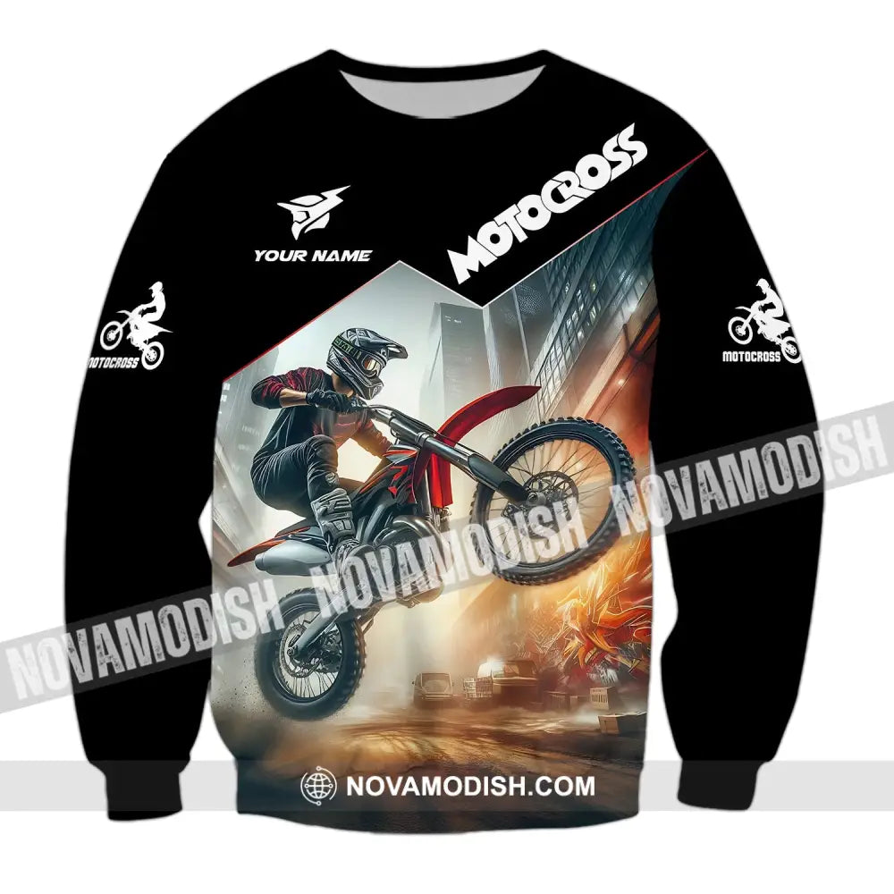 Unisex Shirt - Custom Text Motocross Long Sleeve / S T-Shirt