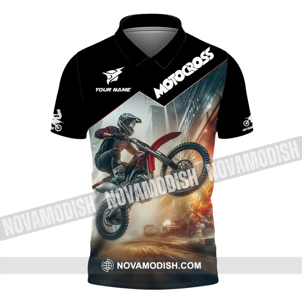 Unisex Shirt - Custom Text Motocross Polo / S T-Shirt