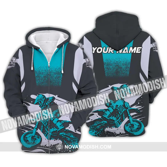 Unisex Shirt - Custom Text Motocross Sport Shirt Zipper Hoodie / S T-shirt