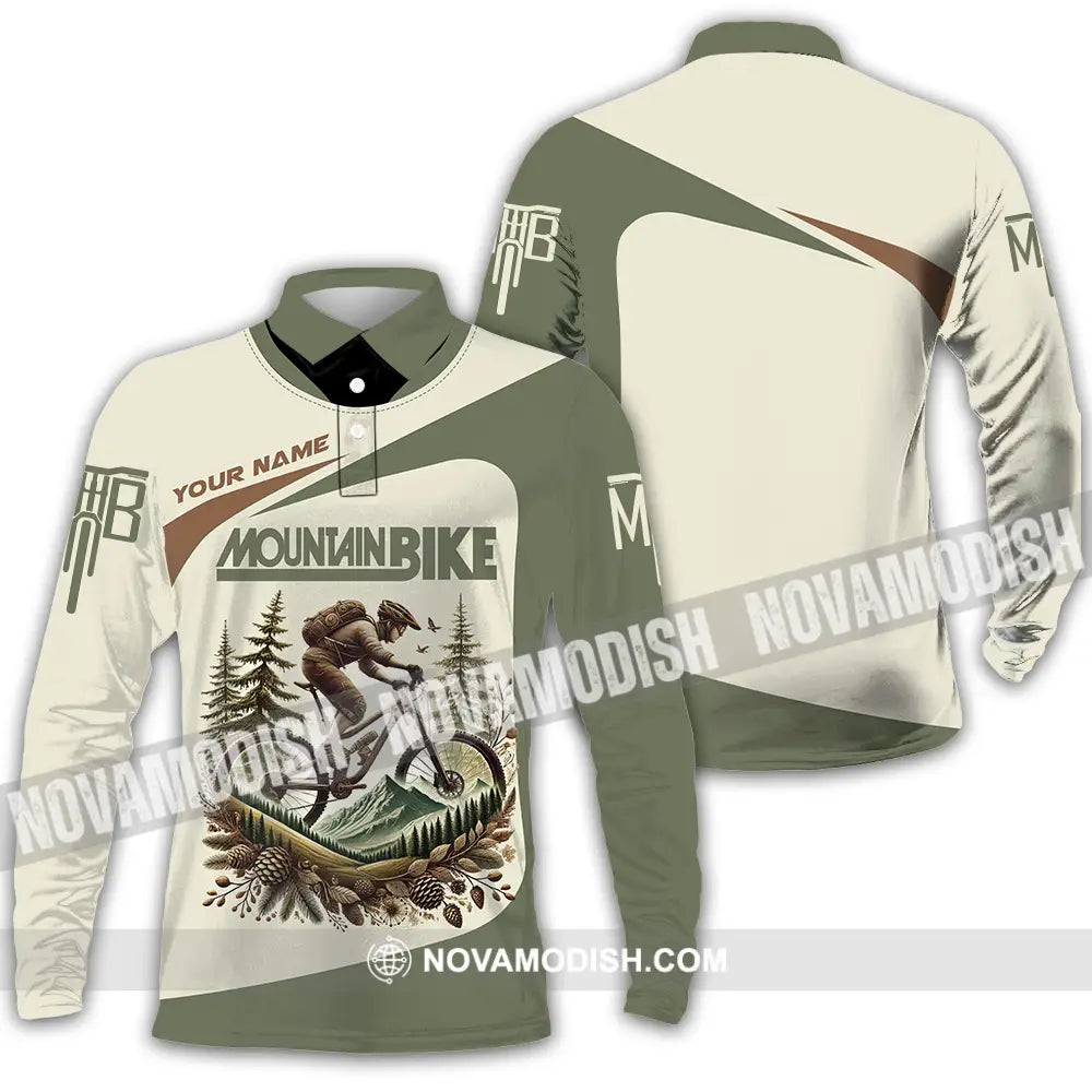 Unisex Shirt - Custom Text Shirt Mountain Bike Shirt Long Sleeve Polo / S T-shirt