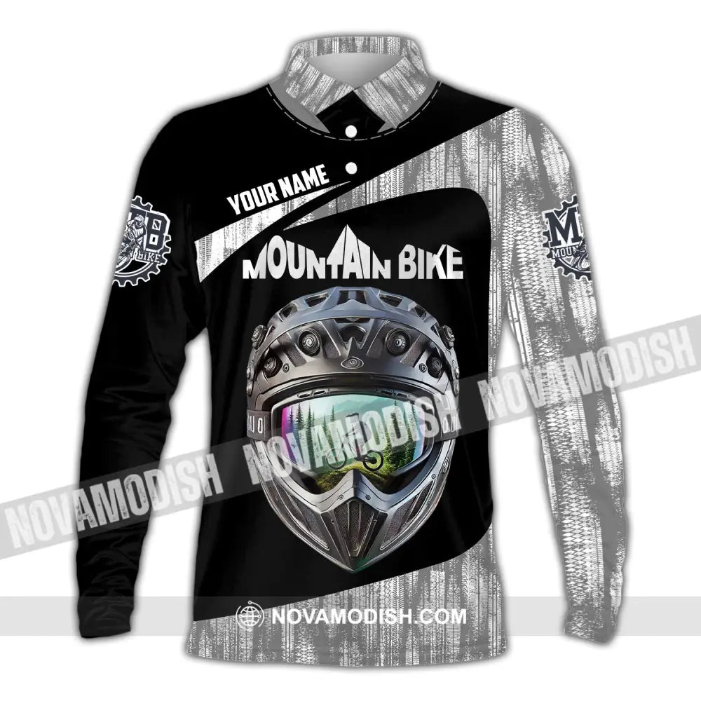 Unisex Shirt - Custom Text Mountain Bike Long Sleeve Polo / S T-Shirt