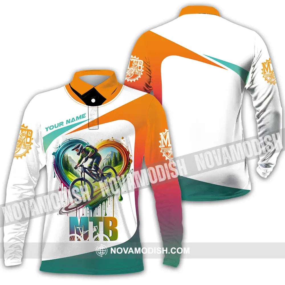 Unisex Shirt - Custom Text Shirt Mountain Bike Shirt Long Sleeve Polo / S T-shirt