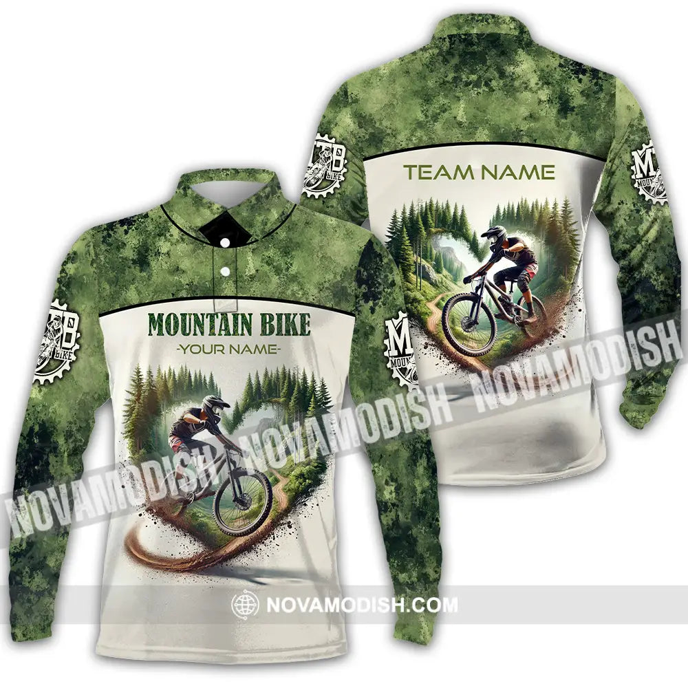 Unisex Shirt - Custom Text Shirt Mountain Bike Shirt Long Sleeve Polo / S T-shirt
