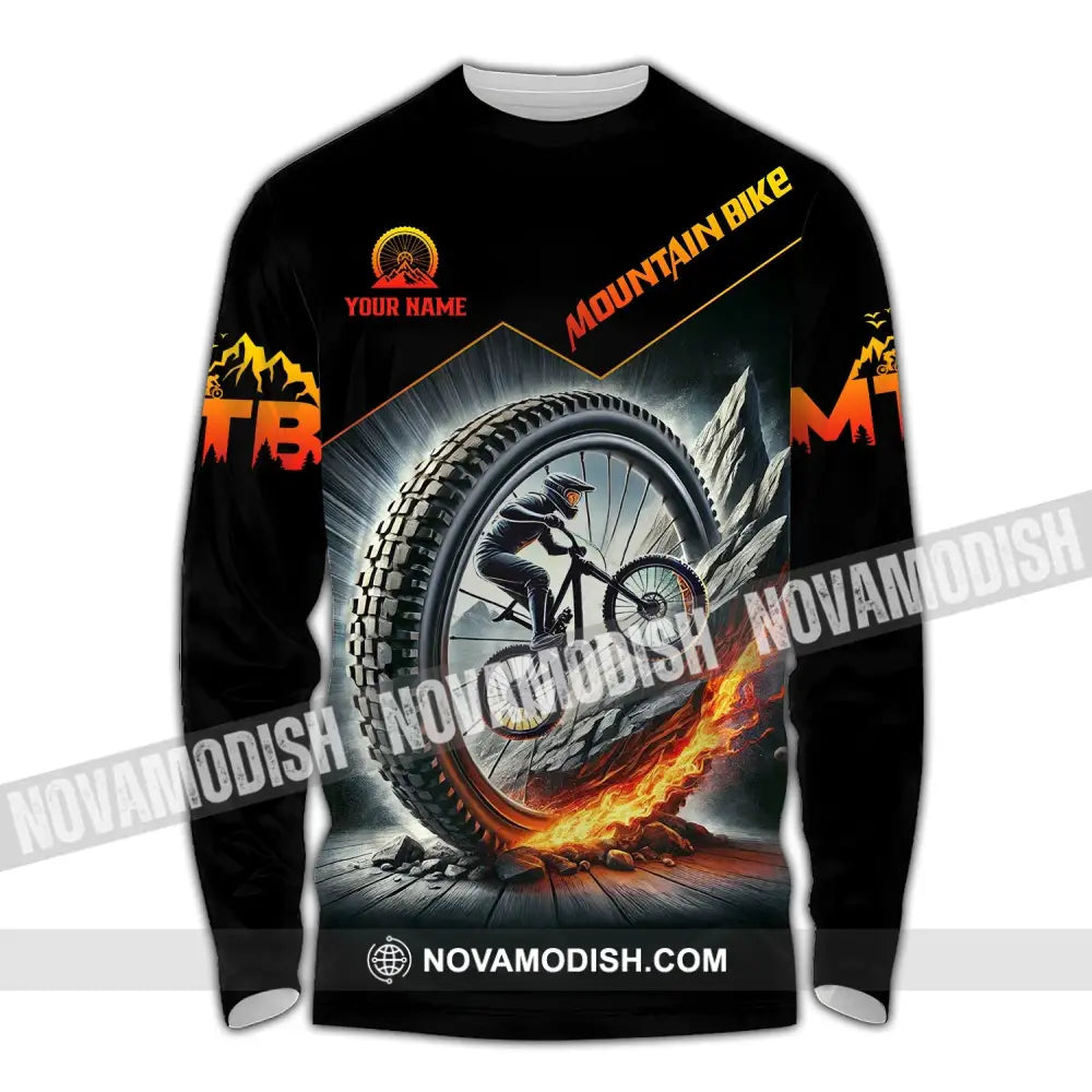 Unisex Shirt - Custom Text Mountain Bike Long Sleeve / S T-Shirt