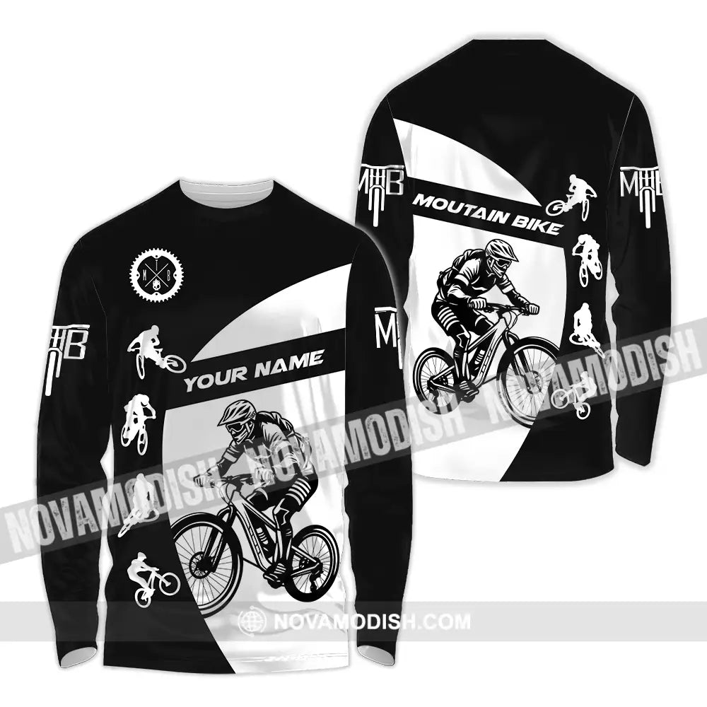 Unisex Shirt - Custom Text Mountain Bike Sport Shirt Long Sleeve Shirt / S T-shirt
