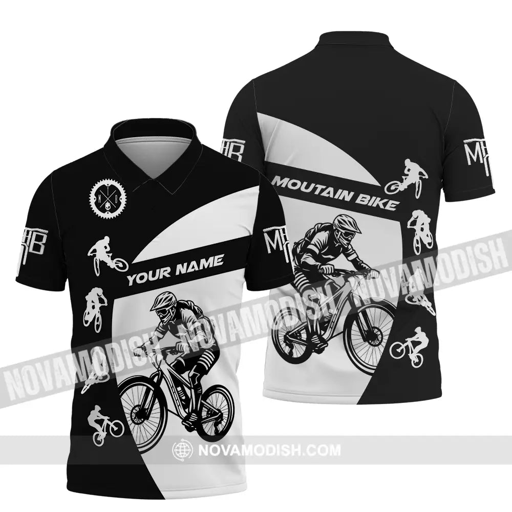 Unisex Shirt - Custom Text Mountain Bike Sport Shirt Polo Shirt / S T-shirt