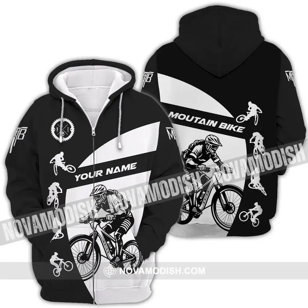 Unisex Shirt - Custom Text Mountain Bike Sport Shirt Zipper Hoodie / S T-shirt