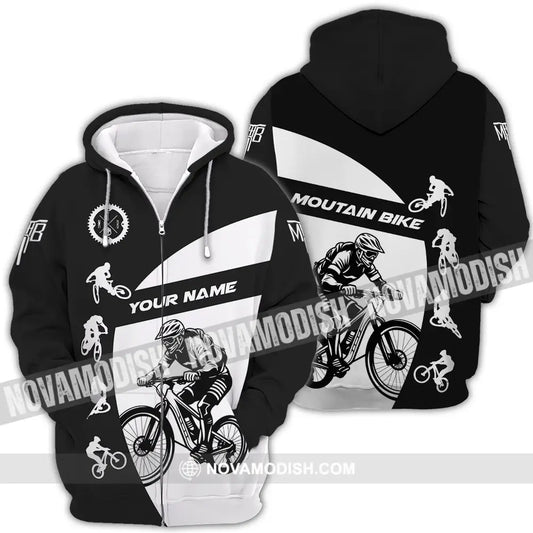 Unisex Shirt - Custom Text Mountain Bike Sport Shirt Zipper Hoodie / S T-shirt