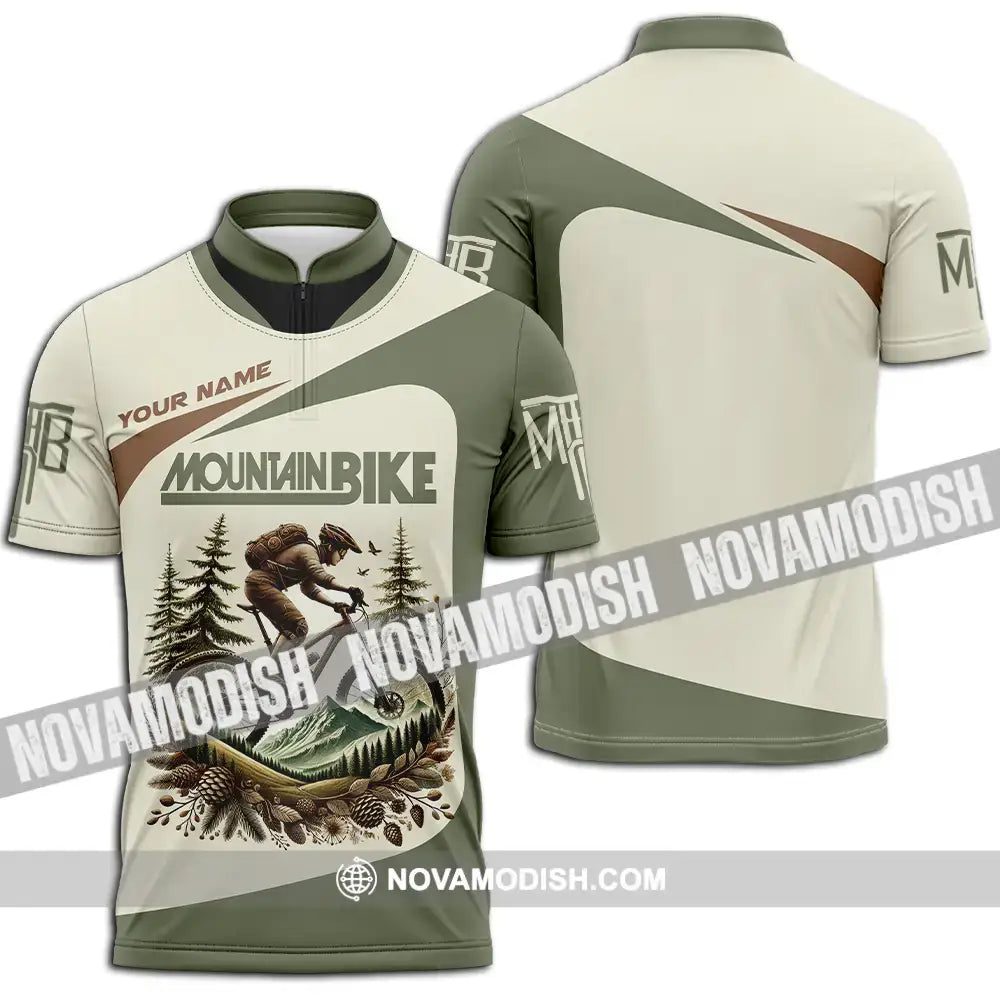 Unisex Shirt - Custom Text Shirt Mountain Bike Shirt Zipper Polo Shirt / S T-shirt