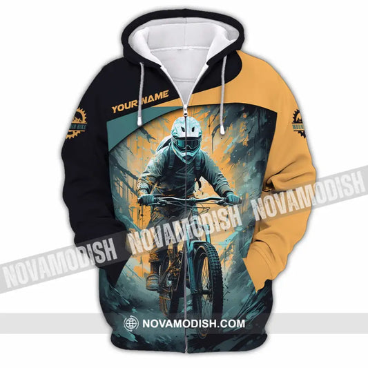 Unisex Shirt - Custom Text Shirt Mountain Bike Shirt Zipper Hoodie / S T-shirt