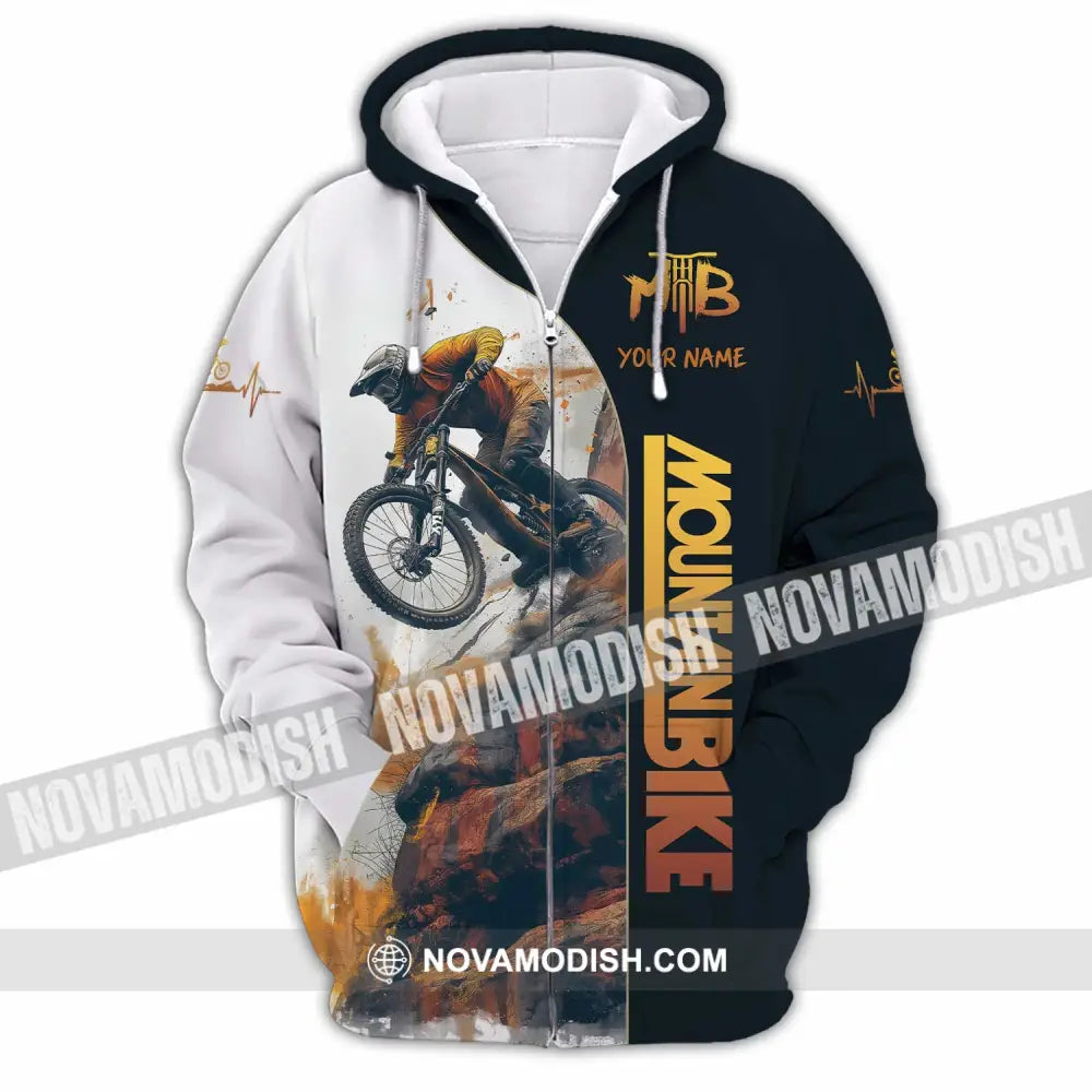 Unisex Shirt - Custom Text Mountain Bike Zipper Hoodie / S T-Shirt