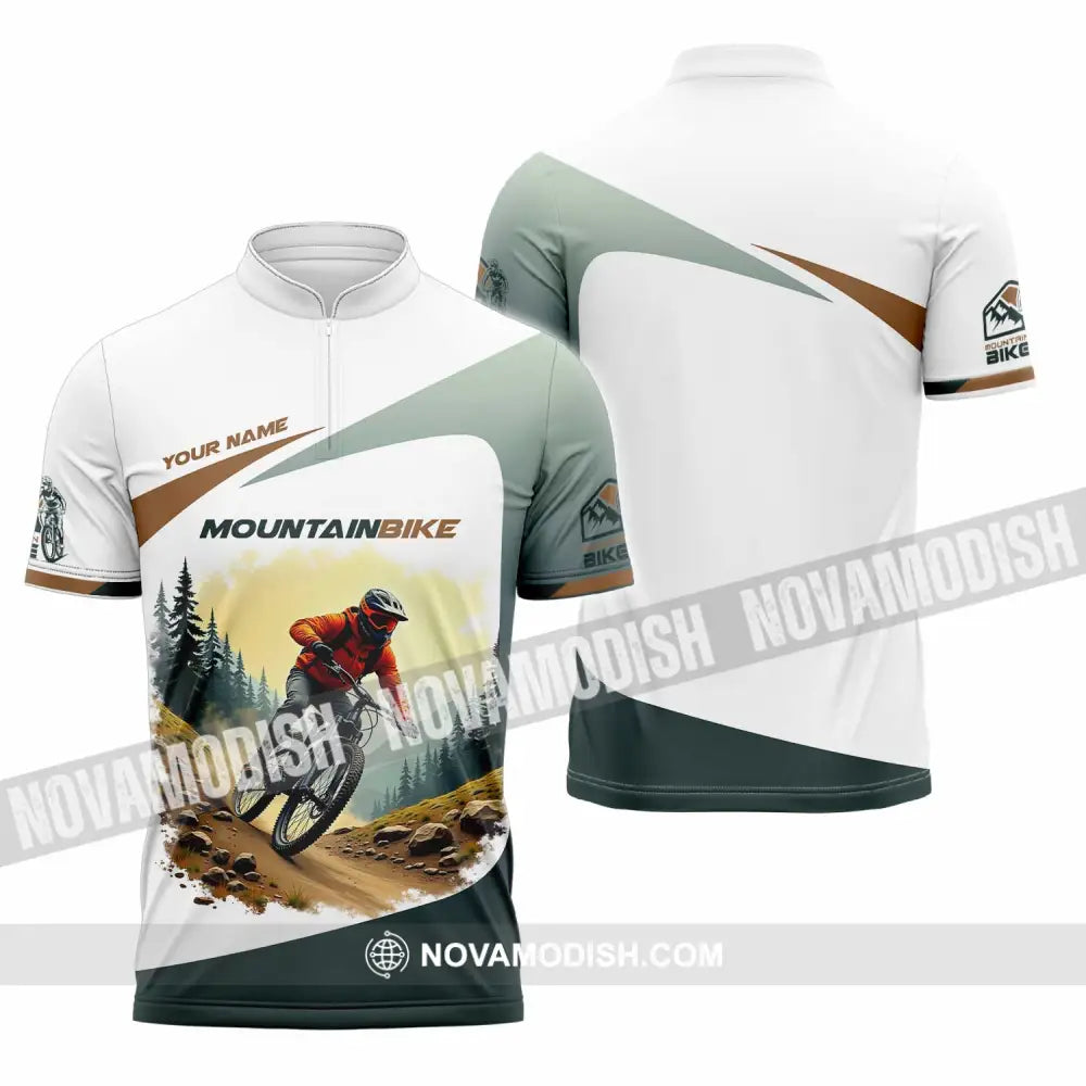 Unisex Shirt - Custom Text Shirt Mountain Bike Shirt Zipper Polo Shirt / S T-shirt