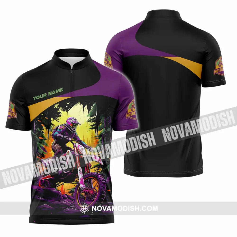 Unisex Shirt - Custom Text Shirt Mountain Bike Shirt Zipper Polo Shirt / S T-shirt