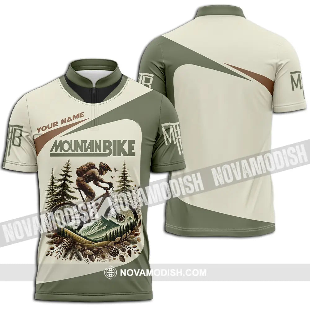 Unisex Shirt - Custom Text Shirt Mountain Bike Shirt Zipper Polo Shirt / S T-shirt