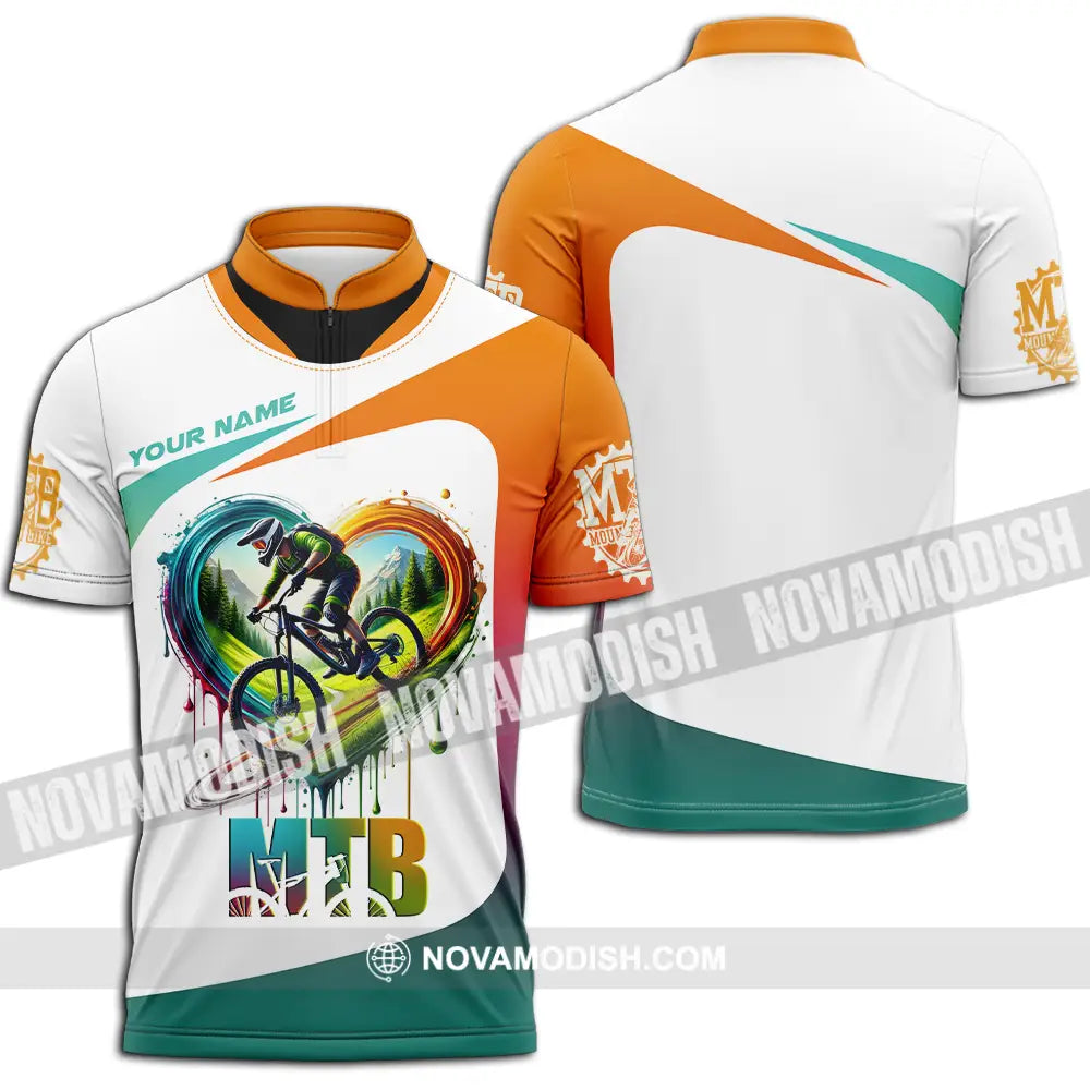 Unisex Shirt - Custom Text Shirt Mountain Bike Shirt Zipper Polo Shirt / S T-shirt