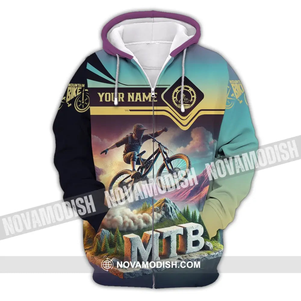 Unisex Shirt - Custom Text Mtb Zipper Hoodie / S T-Shirt