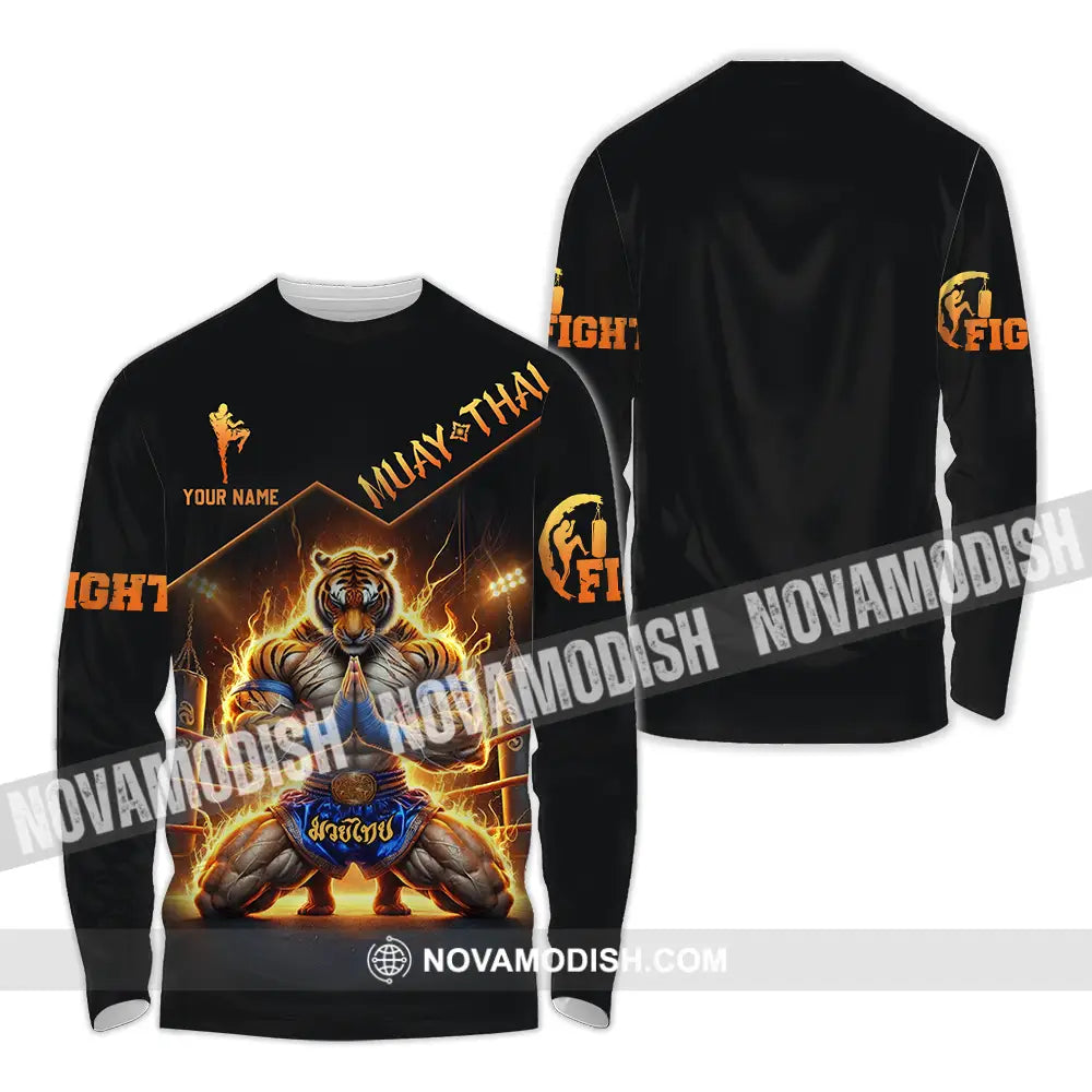 Unisex Shirt - Custom Text Muay Thai Long Sleeve / S T-Shirt