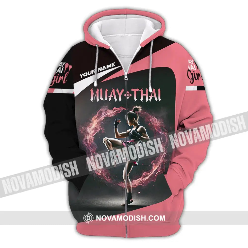 Unisex Shirt - Custom Text Muay Thai Zipper Hoodie / S T-Shirt