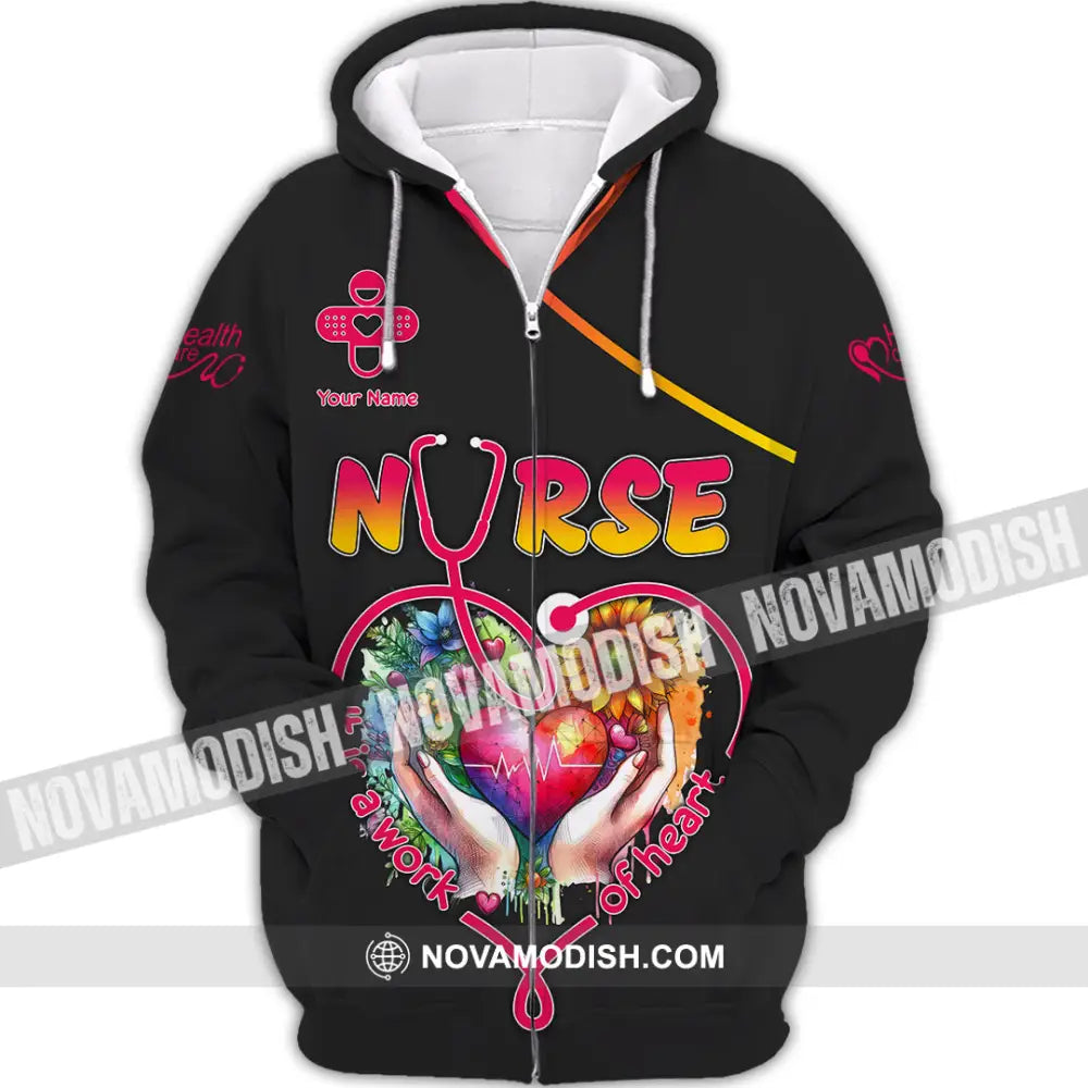 Unisex Shirt - Custom Text Nurse Zipper Hoodie / S T-Shirt