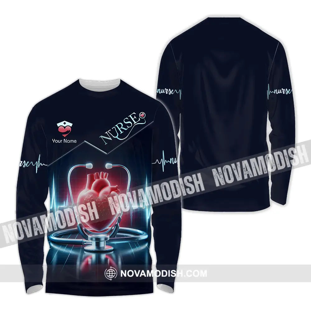 Unisex Shirt - Custom Text Nursing Shirt Nurse Life Long Sleeve Shirt / S T-shirt