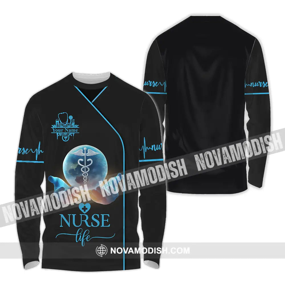 Unisex Shirt - Custom Text Nursing Shirt Nurse Life Long Sleeve Shirt / S T-shirt