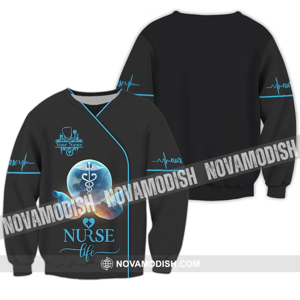 Unisex Shirt - Custom Text Nursing Shirt Nurse Life Long Sleeve / S T-shirt