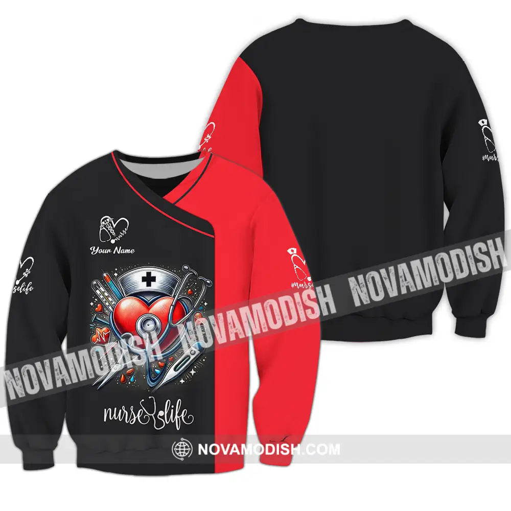Unisex Shirt - Custom Text Nursing Shirt Nurse Life Long Sleeve / S T-shirt