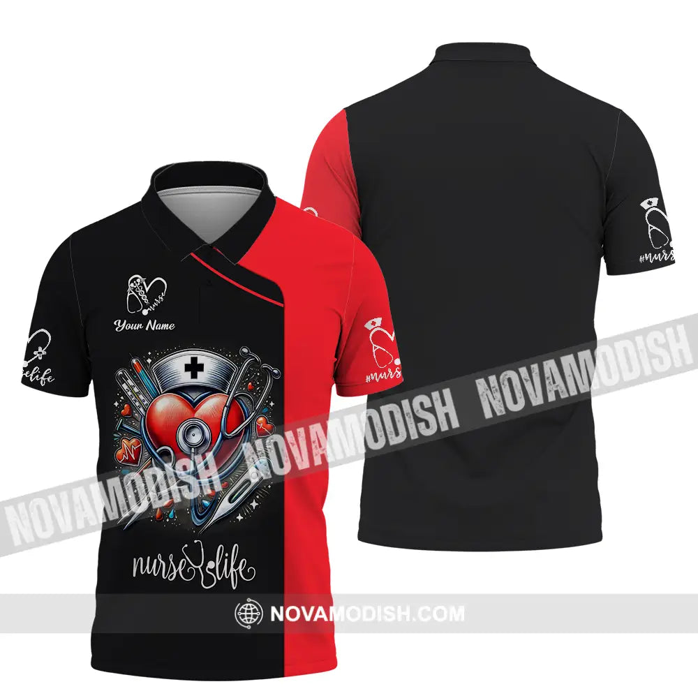 Unisex Shirt - Custom Text Nursing Shirt Nurse Life Polo Shirt / S T-shirt