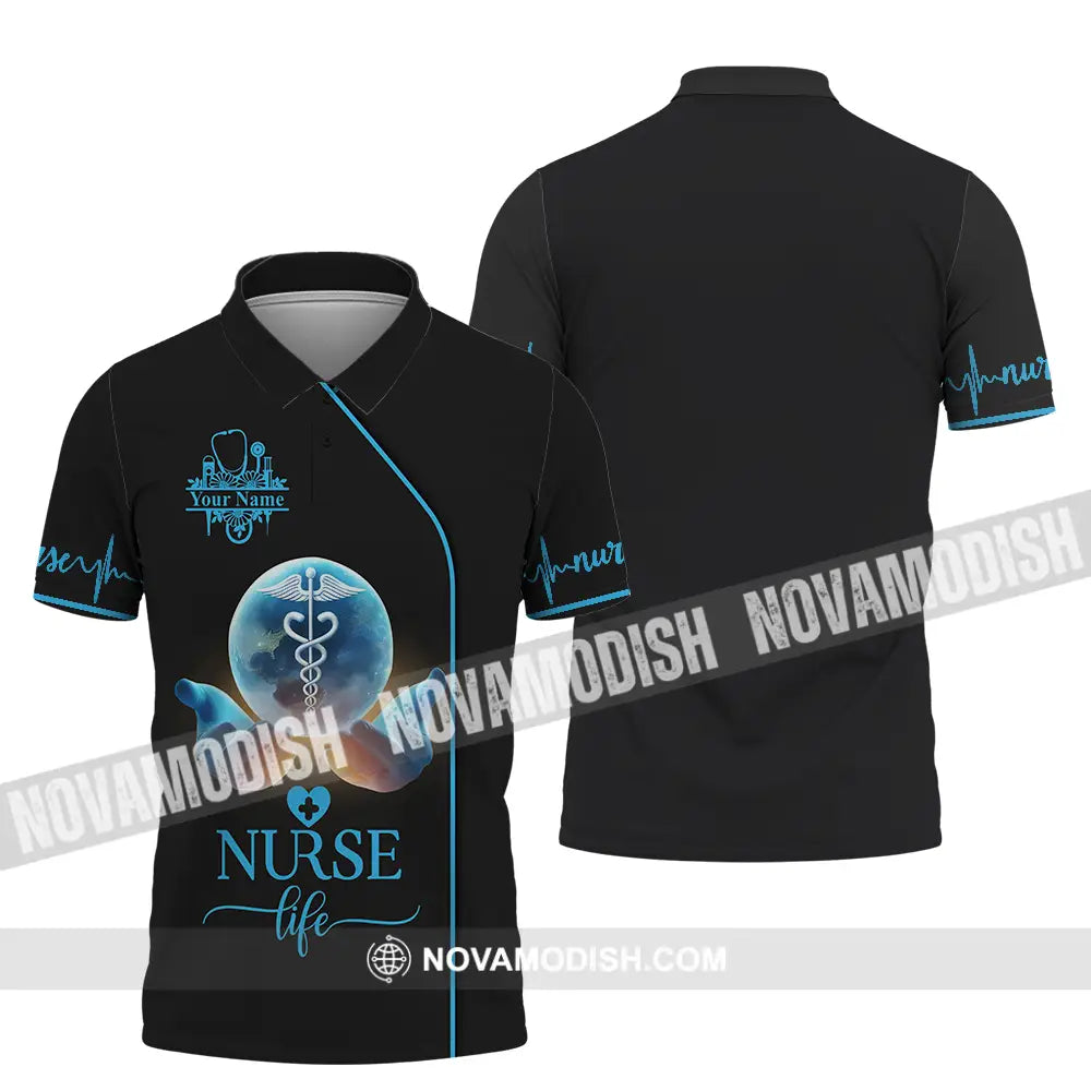 Unisex Shirt - Custom Text Nursing Shirt Nurse Life Polo Shirt / S T-shirt
