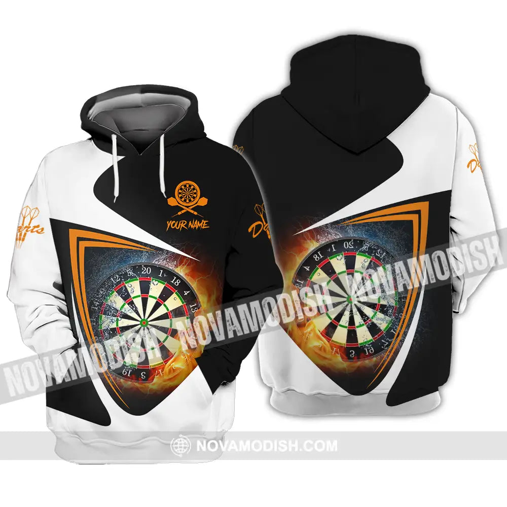 Unisex Shirt - Custom Text Orange Black And White Darts Sport Shirt Hoodie / S T-shirt