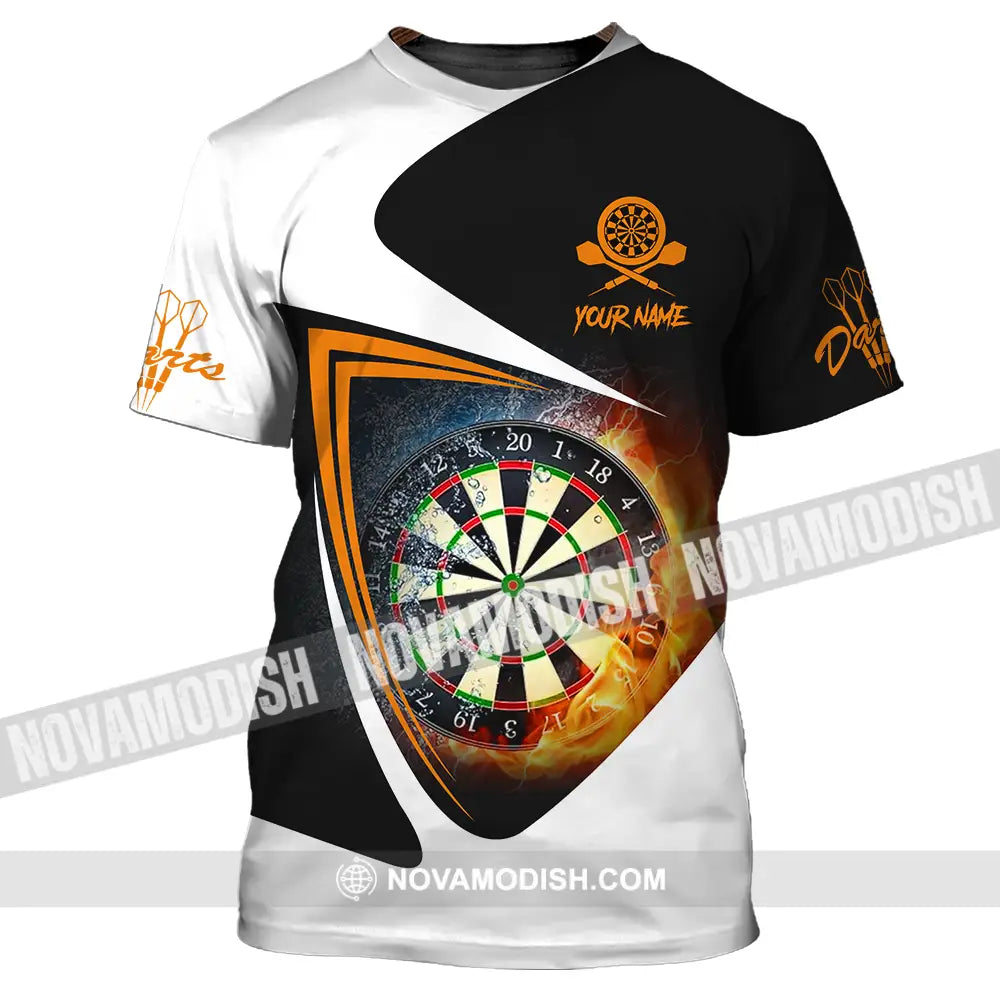 Unisex Shirt - Custom Text Orange Black And White Darts Sport Shirt T-Shirt / S T-shirt