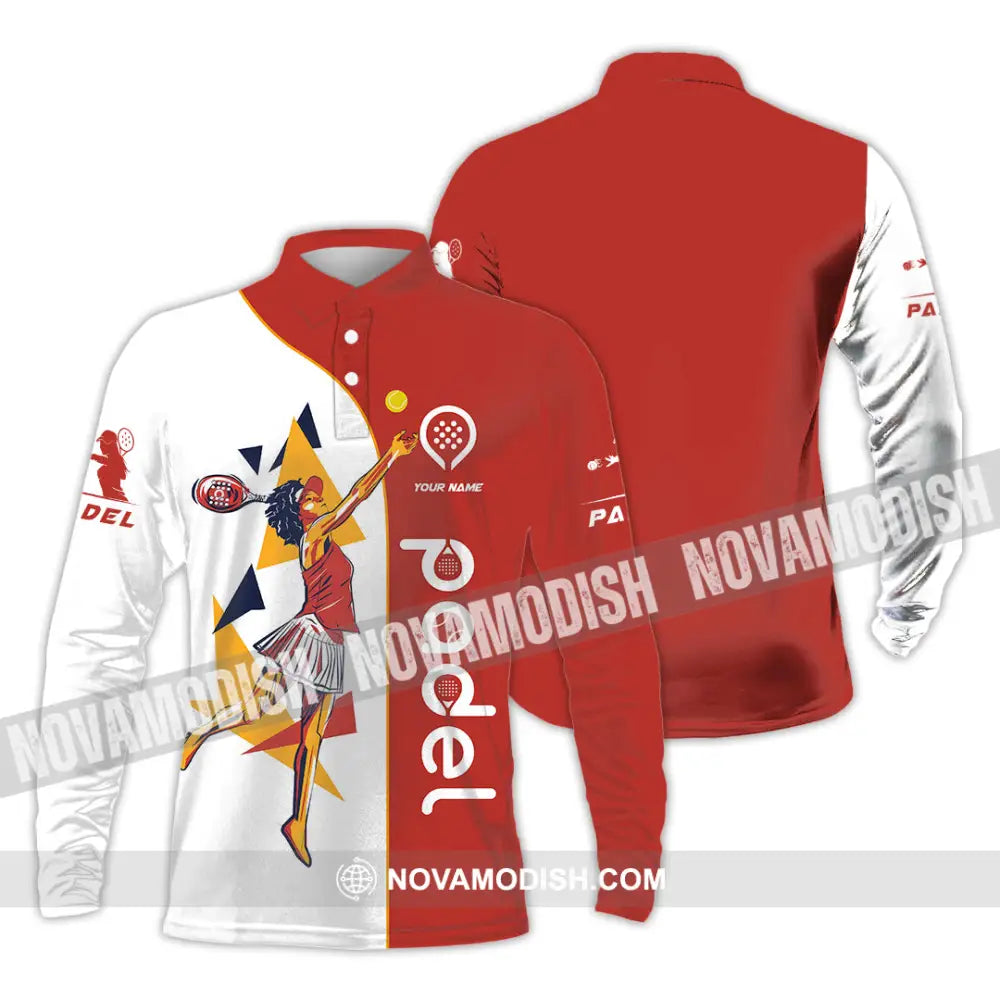 Unisex Shirt - Custom Text Shirt Padel Long Sleeve Polo / S T-shirt