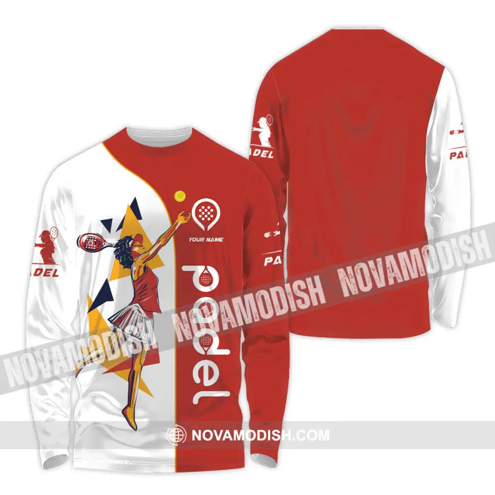 Unisex Shirt - Custom Text Shirt Padel Long Sleeve Shirt / S T-shirt