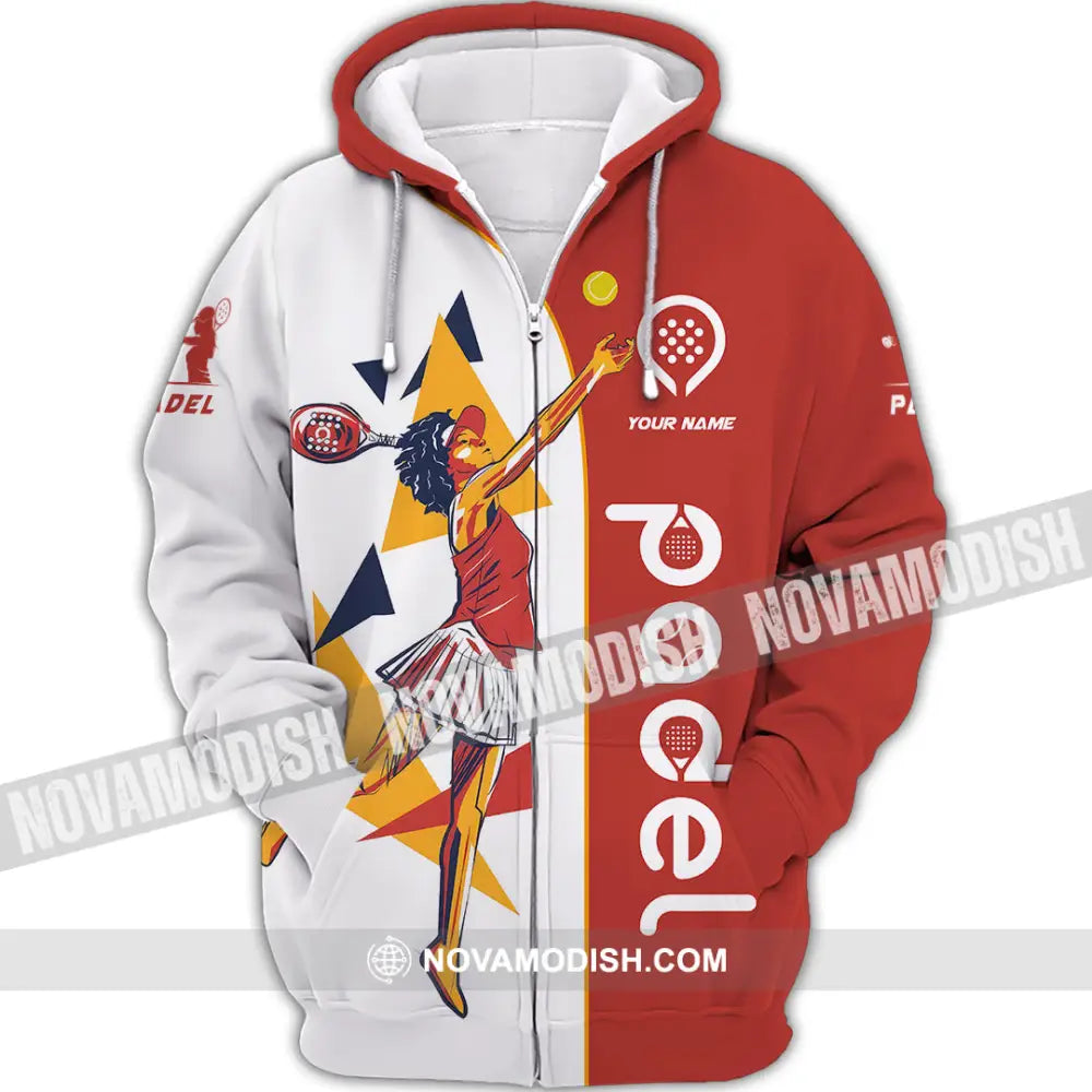 Unisex Shirt - Custom Text Shirt Padel Zipper Hoodie / S T-shirt