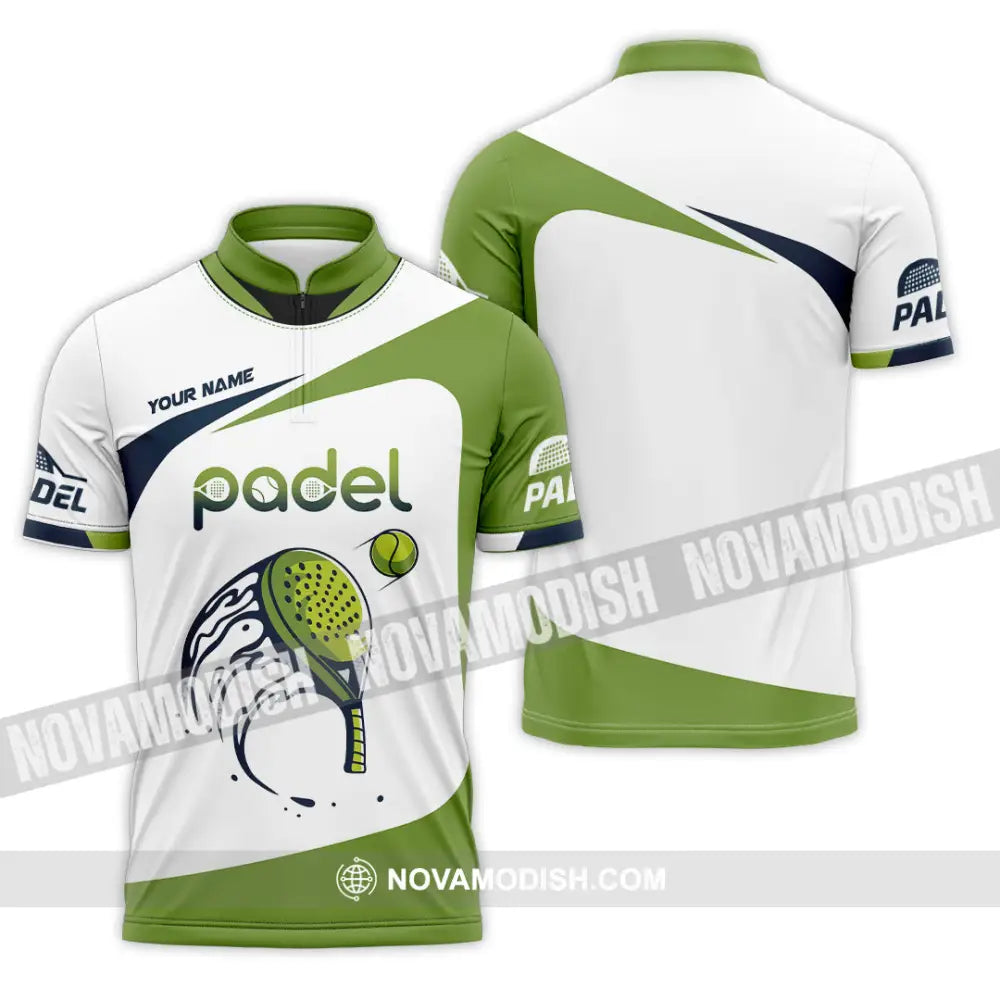 Unisex Shirt - Custom Text Shirt Padel Shirt Zipper Polo Shirt / S T-shirt