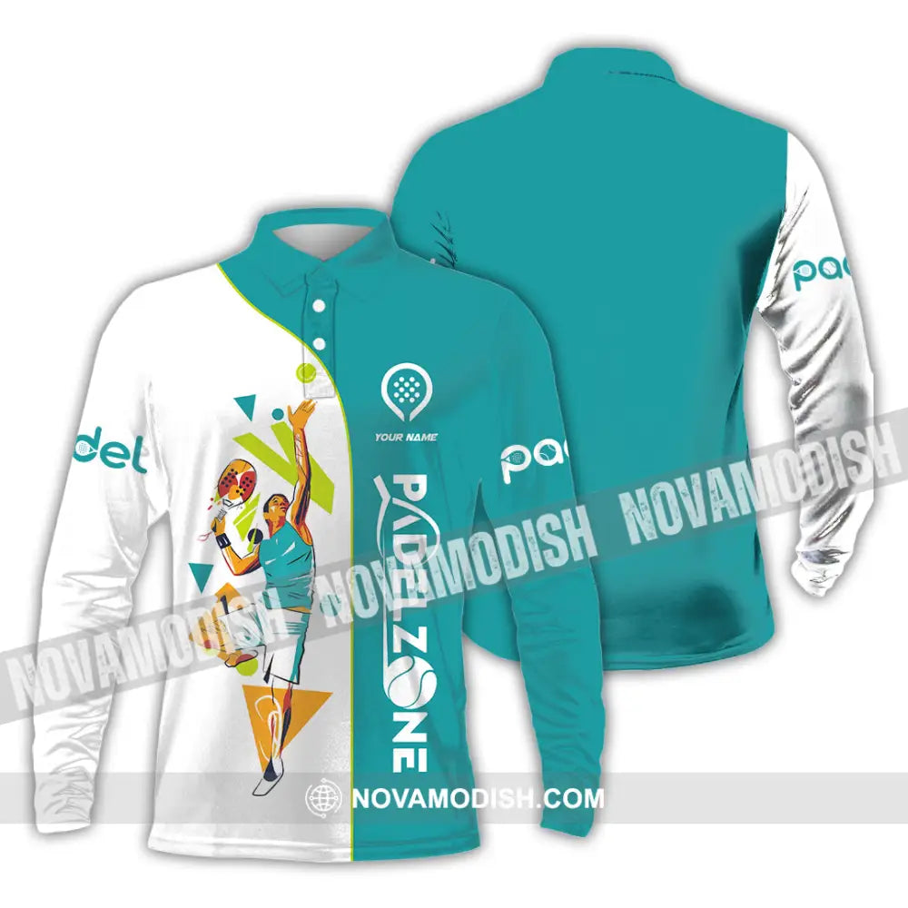 Unisex Shirt - Custom Text Shirt Padel Zone Shirt Long Sleeve Polo / S T-shirt